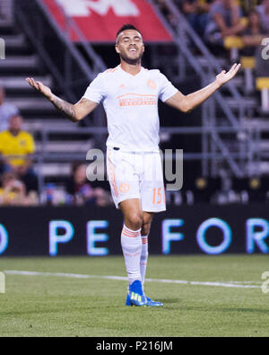 10 juin 2018 : Atlanta United FC Villalba Hector avant (15) célèbre son but contre SC Columbus Crew de Columbus, OH, USA. Brent Clark/Alamy Live News Banque D'Images