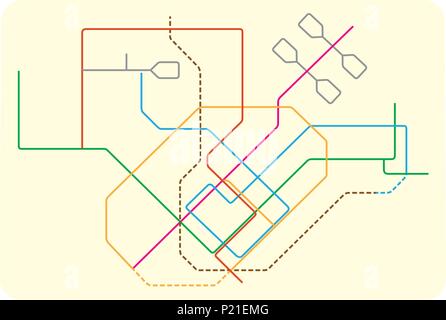 Métro de couleur carte vectorielle de Singapour, en Asie Illustration de Vecteur