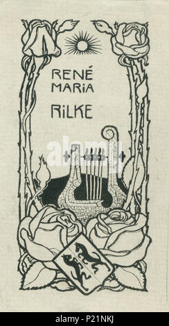 . Deutsch : Exlibris für Rainer Maria Rilke, um 1900. Höhe Breite 9 ; 4,2 cm. Aus dem Nachlass Louis von Graf, München, Grafikdrucker. 24 novembre 2013, 16:16:20. 275 anonyme Rainer Maria Rilke Exlibris Banque D'Images