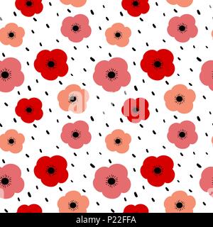Coloré mignon vecteur illustration de fond transparente motif de coquelicots Illustration de Vecteur