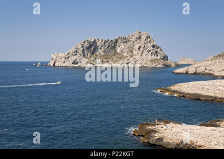 Bay Calanque de Callelongue, près de Marseille, Provence, le Massif des Calanques, Provence-Alpes-Côte d'Azur, France, Banque D'Images