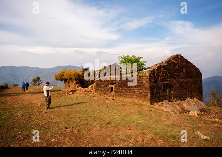 Tulla Kote Village sur la superficie, la localisation des Tallas rendu célèbre par Jim Corbett dans le livre le Temple Tiger, collines du Kumaon, Uttarakhand, Inde Banque D'Images