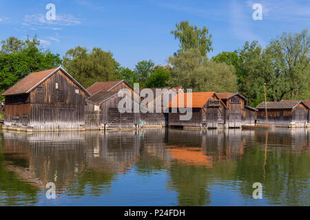 Maisons à Dießen bateau sur le lac Ammersee, 'Pfaffenwinkel' (région), Haute-Bavière, Bavaria, Germany, Europe Banque D'Images