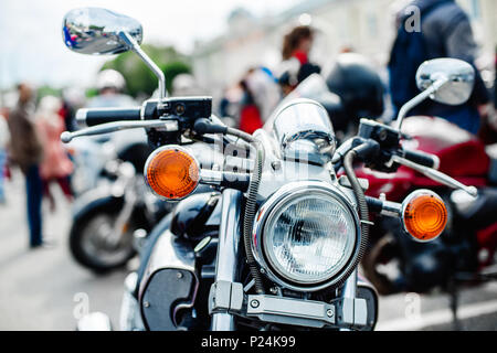 Une partie de la moto avec une faible profondeur de champ Banque D'Images