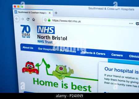 Londres, UK - 5 mars 2018 : La page d'accueil du site officiel pour le North Bristol NHS Trust, le 5 mars 2018. Banque D'Images