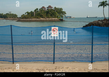 Singapour, Singapour, baigneurs à Palawan Beach sur l'île de Sentosa Banque D'Images