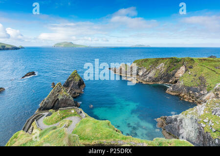 Jetée de Dunquin, péninsule de Dingle, comté de Kerry, Munster, Irlande, province de l'Europe. Banque D'Images