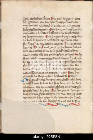 . - Kattendijkekroniek cronicke Die historie de die van Hollant, van van Vrieslant Zeelant ende ende van den stichte van Uutrecht ende van veel landen die hommes hierna nomen sal - KO KW 1900 UN 008, folium 267v . Folium 267v à partir de l'Kattendijkekroniek (ca. 1491) de la collection de la Bibliothèque Nationale des Pays-Bas. Entre 1491 et 1493 Kattendijkekroniek 163 (ca. 1491) - KO KW 1900 UN 008, folium 267v Banque D'Images