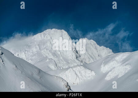 Gran Sasso d'Italia après une tempête de glace, de Campo Imperatore, province de L'Aquila, Abruzzo, Italie, Europe Banque D'Images