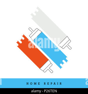 Home Icon Set de réparation. Couteau à mastic - Spatule - Icon Set multicolore de plâtrage. Banque D'Images