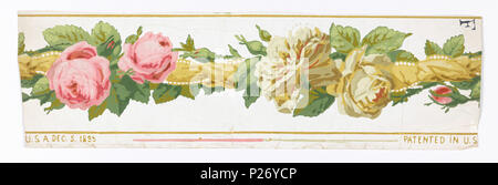 . Anglais : Frontière (USA), 1895 . Anglais : sur fond blanc, enlacés, ruban jaune, jaune et rose, jaune-moutarde entre lignes de chant. Imprimé en marge : 'breveté en USA Dec 5, 1895' . 1895 36 Frontière (USA), 1895 (CH) 18462661 Banque D'Images