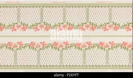 . Anglais : Frontière (USA), ca. 1915 . Anglais : Floral border, regroupement de trois coquelicots roses reliés par vining arch. Au-dessous, le remplir de motif floral stylisé. Imprimé sur fond blanc. . Vers 1915 36 Frontière (USA), ca. 1915 (CH) 18639471 Banque D'Images