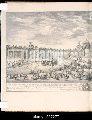 43, point de vue d'impression lié Veüe de la décoration sur encore la terrasse du Château de Versailles pour l'illumination et le feu d'artifice qui a été tiré à l'occasion du mariage de Madame (CH) 18221223-2 Banque D'Images