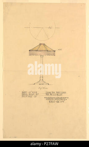 . Anglais : Dessin, lampe portable pour une salle de séjour, Henry J. Allen Residence, Wichita, Kansas, 1917 . Anglais : Conception pour une lampe de table avec une ombre. Centre supérieur, esquisse de l'ombre. . 106, 1917 Dessin lampe portable pour une salle de séjour, Henry J. Allen Residence, Wichita, Kansas, 1917 (CH) 18800275-2 Banque D'Images