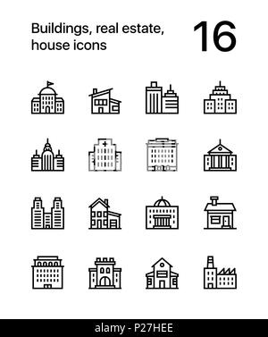 Les bâtiments, l'immobilier, chambre d'icônes pour le web et les terminaux mobiles pack 2 Illustration de Vecteur