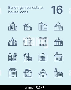 Contours des bâtiments, l'immobilier, chambre d'icônes pour le web et les terminaux mobiles pack 2 Illustration de Vecteur