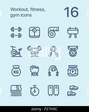 Aperçu de l'entraînement, fitness, salle de sport et d'icônes pour le web et les terminaux mobiles pack 1 Illustration de Vecteur