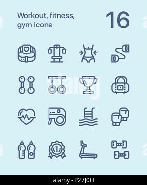 Aperçu de l'entraînement, fitness, salle de sport et d'icônes pour le web et les terminaux mobiles pack 2 Illustration de Vecteur