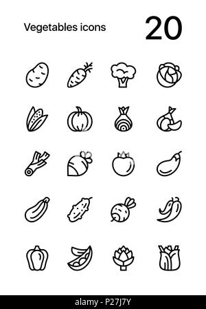 Légumes et aliments gamme vector icon set pour le web et les terminaux mobiles Illustration de Vecteur