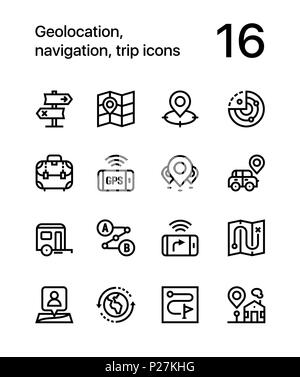 La géolocalisation, la navigation, les icônes de voyage pour le web et les terminaux mobiles pack 2 Illustration de Vecteur