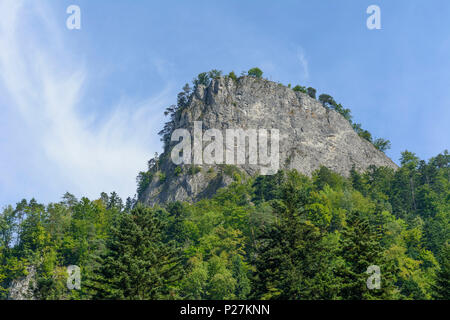 Le Parc National de Pieniny, sommet Trzy Korony (les trois couronnes, Tri de couronnes) à gorges de la rivière Dunajec, Slovaquie Banque D'Images