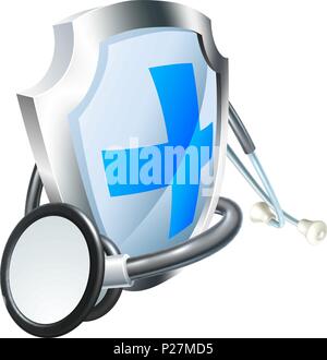 Concept de soins et protection with Stethoscope Illustration de Vecteur