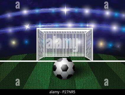 Arène de football avec un ballon de foot Illustration de Vecteur