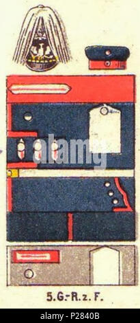 122 Farbschema der uniforme, 5. Garde-Regiment se balader, Die Uniformen der deutschen Armee, Ruhl, 5 Tafel Banque D'Images