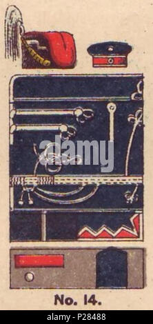 . Deutsch : Schematische Farbdarstellung der Uniformen des Husaren-Regiments "Landgraf Friedrich II von Hessen-Homburg" (2. 58) n° 14. . 1890. Moritz Ruhl (lithographe allemand basé à Leipzig) 122 Farbschema der uniforme, Husaren-Regiment Nr. 14, Die Uniformen der deutschen Armee, Ruhl, 14 Tafel Banque D'Images