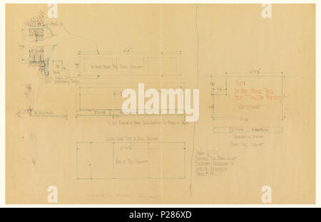 . Anglais : Dessin, coussins pour siège de salon, Henry J. Allen Residence, Wichita, Kansas, 1917 . Anglais : élévation, plan, coupe et détail de siège de salon. . 1917 99 Dessin, coussins pour siège de salon, Henry J. Allen Residence, Wichita, Kansas, 1917 (CH) 18800297 Banque D'Images