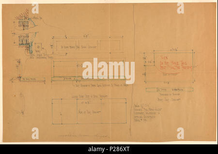 . Anglais : Dessin, coussins pour siège de salon, Henry J. Allen Residence, Wichita, Kansas, 1917 . Anglais : élévation, plan, coupe et détail de siège de salon. . 1917 99 Dessin, coussins pour siège de salon, Henry J. Allen Residence, Wichita, Kansas, 1917 (CH) 18800297-2 Banque D'Images