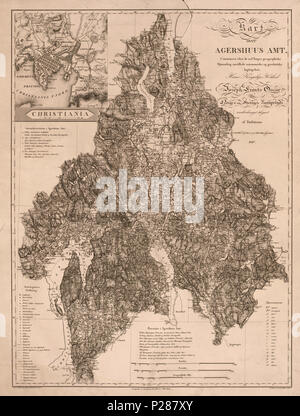 . Norsk bokmål : Nasjonalbibliotekets kartsamling de Kart. Kartet er gitt ut i (1829) og'Akershus amt. avant 1829. Inconnu 10 - AMT Akershus pas-nb krt 00684 Banque D'Images