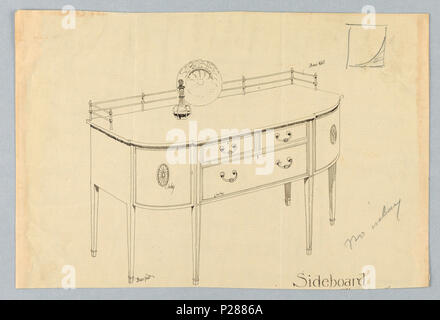 103 Dessin, Design pour bahut avec Rail en laiton et laiton pieds, 1900-05 (CH) 18680561 Banque D'Images