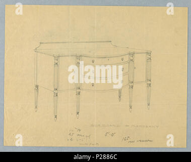 103 Dessin, Design pour bahut sur six pattes avec trois tiroirs, 1900-05 (CH) 18680539 Banque D'Images