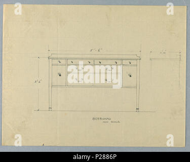 103 Dessin, Design pour bahut avec six tiroirs en plan et en élévation, 1900-05 (CH) 18680631 Banque D'Images