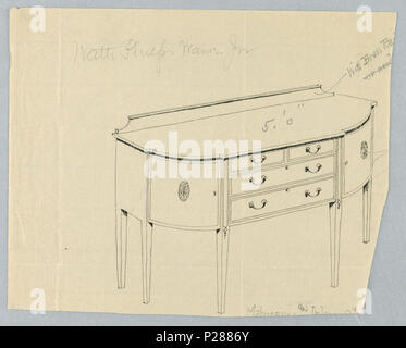 103 Dessin, Design pour bahut avec six pattes et quatre tiroirs centrale, 1900-05 (CH) 18680555 Banque D'Images