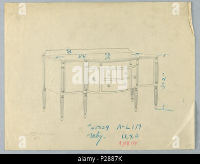 103 Dessin, Design pour six pattes avec cinq tiroirs centrale, 1900-05 (CH) 18680543 Banque D'Images