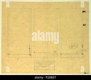 . Anglais : dessin, des régimes, Henry J. Allen Residence, Wichita, Kansas, 1917 . Anglais : Trois dessins pour des rideaux, des rectangles verticaux, organisé horizontalement dans la page. Chaque design a décoration composée de lignes droites, d'angles droits, et les places dans le coin inférieur droit. . 1917 104 dimensions, de tentures, Henry J. Allen Residence, Wichita, Kansas, 1917 (CH) 18800263-2 Banque D'Images