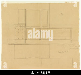 . Anglais : dessin, une coiffeuse avec miroir, Henry J. Allen Residence, Wichita, Kansas, 1917 . Anglais : Conception d'une coiffeuse, des tiroirs et miroir. . 104 1917 Dessin, une coiffeuse avec miroir, Henry J. Allen Residence, Wichita, Kansas, 1917 (CH) 18800295 Banque D'Images