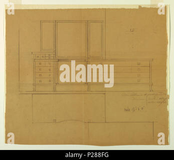 . Anglais : dessin, une coiffeuse avec miroir, Henry J. Allen Residence, Wichita, Kansas, 1917 . Anglais : Conception d'une coiffeuse, des tiroirs et miroir. . 104 1917 Dessin, une coiffeuse avec miroir, Henry J. Allen Residence, Wichita, Kansas, 1917 (CH) 18800295-2 Banque D'Images