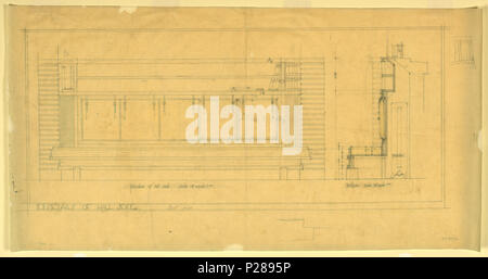 . Anglais : Dessin, siège Hall, Henry J. Allen Residence, Wichita, Kansas, 1917 . 1917 105 Dimensions, Hall siège, Henry J. Allen Residence, Wichita, Kansas, 1917 (CH) 18696229 Banque D'Images