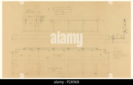 . Anglais : Dessin, siège Hall, Henry J. Allen Residence, Wichita, Kansas, 1917 . Anglais : Dessin de deux vues différentes de hall coin. . 1917 105 Dimensions, Hall siège, Henry J. Allen Residence, Wichita, Kansas, 1917 (CH) 18800299 Banque D'Images