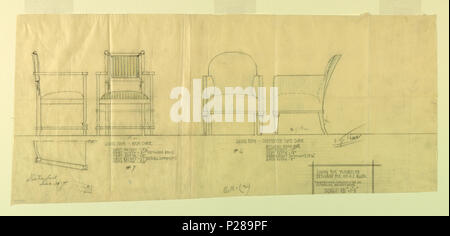 . Anglais : Dessin, Salon Fauteuil et Carpenter-Type Président, Henry J. Allen Residence, Wichita, Kansas, 1917 . Anglais : page avec deux fauteuils. À gauche, cadre en bois chaise avec sellerie tissu rayé sur le dos et le siège en tissu rayé. Bon, président recouvert de tapisserie avec les jambes en bois. . 106 1917 Dessin, Salon Fauteuil et Carpenter-Type Président, Henry J. Allen Residence, Wichita, Kansas, 1917 (CH) 18800279-2 Banque D'Images