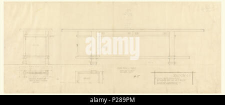 . Anglais : Dessin, table de salon, Henry J. Allen Residence, Wichita, Kansas, 1917 . Anglais : Altitude d'une table longue et mince de l'avant et le côté. Côté, avec portes d'armoire, visible sur la gauche, face à la droite. . 106 1917 Dessin, table de salon, Henry J. Allen Residence, Wichita, Kansas, 1917 (CH) 18800267 Banque D'Images