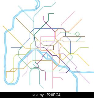 Métro de couleur carte vectorielle de Paris, France Illustration de Vecteur