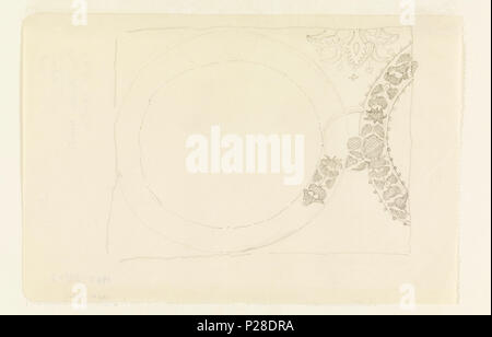 . Anglais : Dessin, étude non fini pour un détail d'ornement dans la peinture murale à la Bibliothèque publique de Boston, ca. 1890 . Anglais : rectangle horizontal. Deux cocardes floral (la moitié seulement de l'un comme illustré à droite), et une partie de l'une arabesque indiqué ci-dessus le lien qui unit les cocardes ensemble. . Vers 1890 112 Dessin, étude non fini pour un détail d'ornement dans la peinture murale à la Bibliothèque publique de Boston, ca. 1890 (CH) 18443887 Banque D'Images