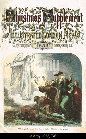Illustrated London News, couleur, supplément de Noël, 1855, le 22 décembre, l'Annonciation aux bergers Banque D'Images
