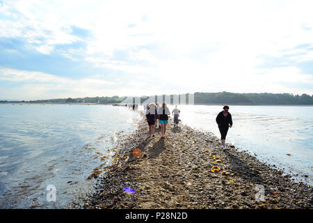 La marche à suivre en bardeaux causeway le fort à l'Bembridge et St Helens Fort à pied, 2017, démarrage fromm St Helens sur l'île de Wight. Banque D'Images