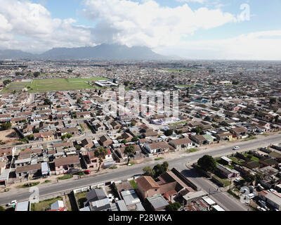 Vue aérienne sur Township, près de Cape Town, Afrique du Sud Banque D'Images