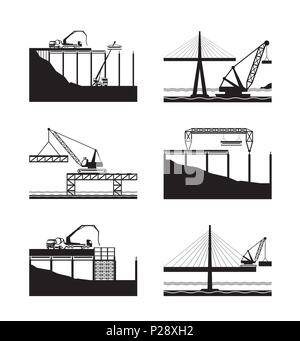 Construction de ponts différents - vector illustration Illustration de Vecteur